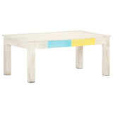Coffee Table White 110x60x45 cm Solid Mango Wood - Extra Image