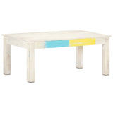 Coffee Table White 110x60x45 cm Solid Mango Wood - Extra Image