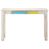 Console Table White 115x35x77 cm Rough Mango Wood - Front View