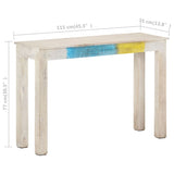 Console Table White 115x35x77 cm Rough Mango Wood - 45-Degree Angle