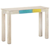 Console Table White 115x35x77 cm Rough Mango Wood - Rear View