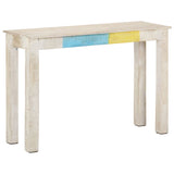 Console Table White 115x35x77 cm Rough Mango Wood - Low Angle