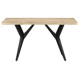 Dining Table 140x70x76 cm Rough Mango Wood - Front View