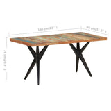 Dining Table 160x80x76 cm Solid Reclaimed Wood - Close-Up Angle
