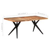 Dining Table 180x90x76 cm Solid Acacia Wood - Close-Up Angle