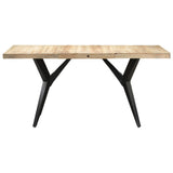 Dining Table 180x90x76 cm Rough Mango Wood - Front View