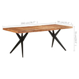 Dining Table 200x90x76 cm Solid Acacia Wood - Rear View