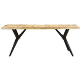 Dining Table 200x90x76 cm Rough Mango Wood - Front View