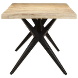 Dining Table 200x90x76 cm Rough Mango Wood - Side View