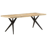 Dining Table 200x90x76 cm Rough Mango Wood - Close-Up Angle