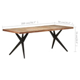 Dining Table 200x90x76 cm Solid Reclaimed Wood - Rear View