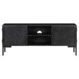 TV Cabinet Black 115x30x46 cm Solid Mango Wood - Front View