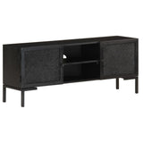 TV Cabinet Black 115x30x46 cm Solid Mango Wood - Extra Image