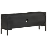 TV Cabinet Black 115x30x46 cm Solid Mango Wood - Side View