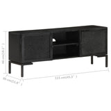 TV Cabinet Black 115x30x46 cm Solid Mango Wood - Close-Up Angle