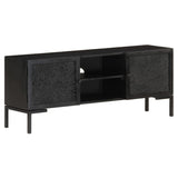 TV Cabinet Black 115x30x46 cm Solid Mango Wood - Low Angle