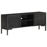 TV Cabinet Black 115x30x46 cm Solid Mango Wood - Extra Image