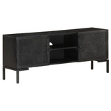 TV Cabinet Black 115x30x46 cm Solid Mango Wood - Extra Image