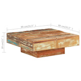 Coffee Table 80x80x28 cm Solid Reclaimed Wood - Rear View