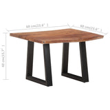 Coffee Table with Live Edges 60x60x40 cm Solid Acacia Wood - Close-Up Angle