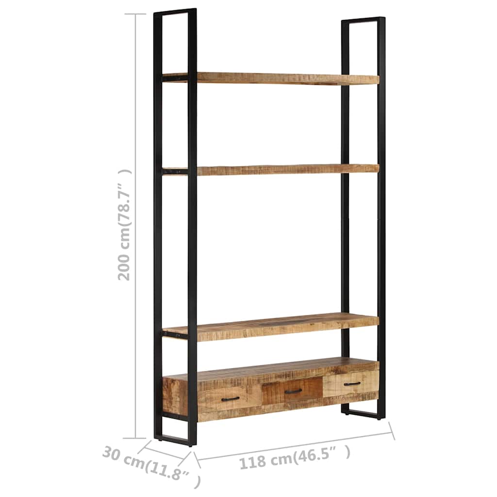 Bookshelf 118x30x200 cm Solid Rough Mango Wood