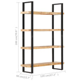 4-Tier Bookcase 120x40x180 cm Rough Mango Wood - Rear View