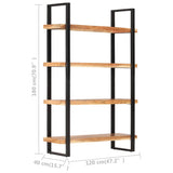 4-Tier Bookcase 120x40x180 cm Solid Acacia Wood - Rear View