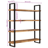 4-Tier Bookcase 160x40x180 cm Rough Mango Wood - Extra Image
