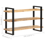 Sideboard with 3 Shelves 120x40x75 cm Rough Mango Wood - Rear View