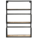 Wall Shelf 60x20x85 cm Rough Mango Wood - Front View