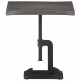 Side Table Grey 45x35x48 cm Solid Acacia Wood & Cast Iron