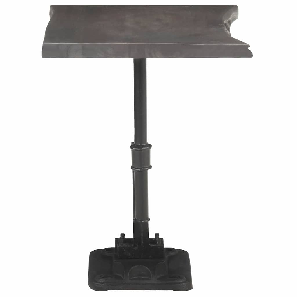 Side Table Grey 45x35x48 cm Solid Acacia Wood & Cast Iron