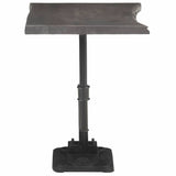 Side Table Grey 45x35x48 cm Solid Acacia Wood & Cast Iron