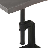 Side Table Grey 45x35x48 cm Solid Acacia Wood & Cast Iron - Top-Down View