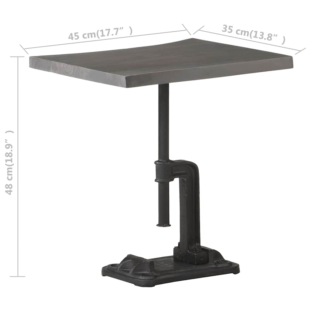 Side Table Grey 45x35x48 cm Solid Acacia Wood & Cast Iron