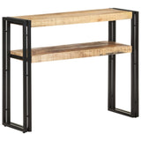 Console Table 90x30x75 cm Rough Mango Wood - Close-Up Angle