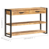 Sideboard 120x30x75 Cm Solid Rough Mango Wood - Close-Up Angle