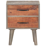 Bedside Cabinet Grey 40x30x50 cm Solid Rough Mango Wood - Side View