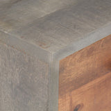 Bedside Cabinet Grey 40x30x50 cm Solid Rough Mango Wood - Rear View