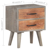 Bedside Cabinet Grey 40x30x50 cm Solid Rough Mango Wood - Close-Up Angle