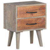 Bedside Cabinet Grey 40x30x50 cm Solid Rough Mango Wood - Low Angle