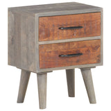 Bedside Cabinet Grey 40x30x50 cm Solid Rough Mango Wood - Extra Image
