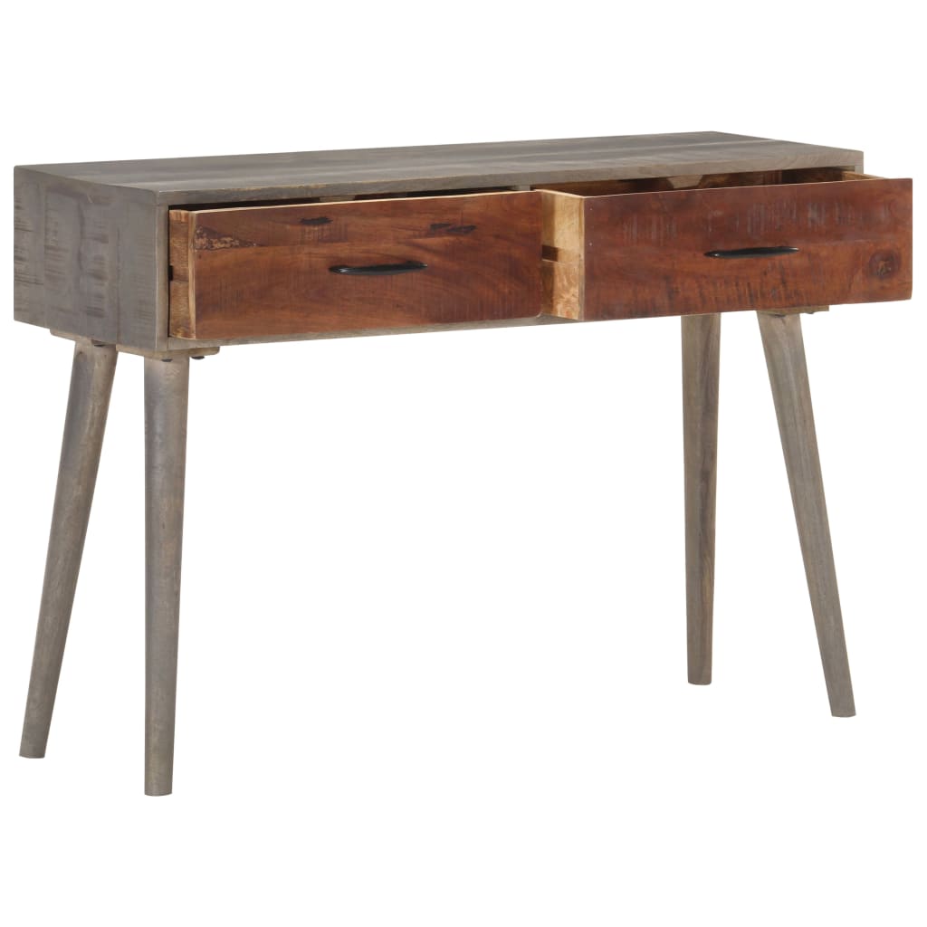 Console Table Grey 110x35x75 Cm Solid Rough Mango Wood