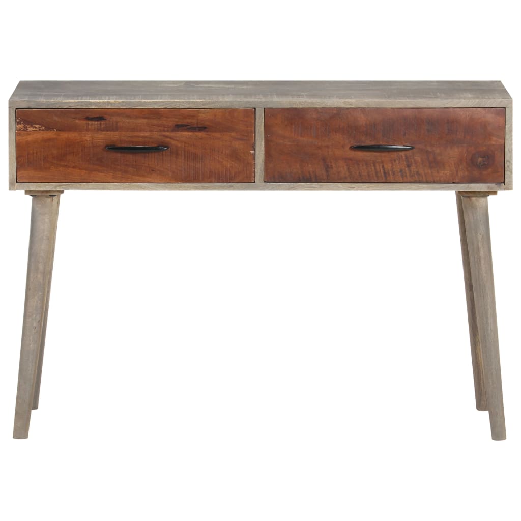 Console Table Grey 110x35x75 Cm Solid Rough Mango Wood