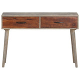 Console Table Grey 110x35x75 Cm Solid Rough Mango Wood - Side View
