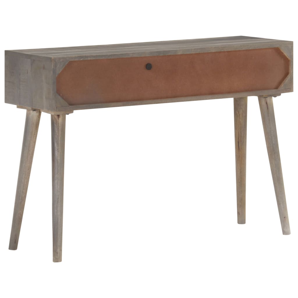 Console Table Grey 110x35x75 Cm Solid Rough Mango Wood