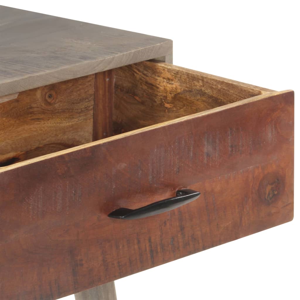 Console Table Grey 110x35x75 Cm Solid Rough Mango Wood