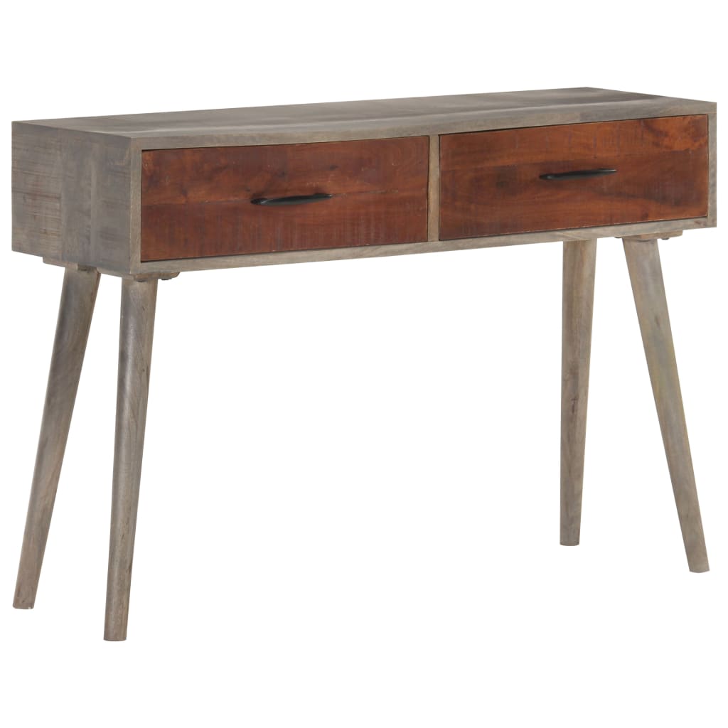 Console Table Grey 110x35x75 Cm Solid Rough Mango Wood