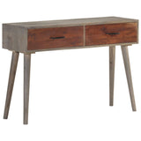 Console Table Grey 110x35x75 Cm Solid Rough Mango Wood - Low Angle