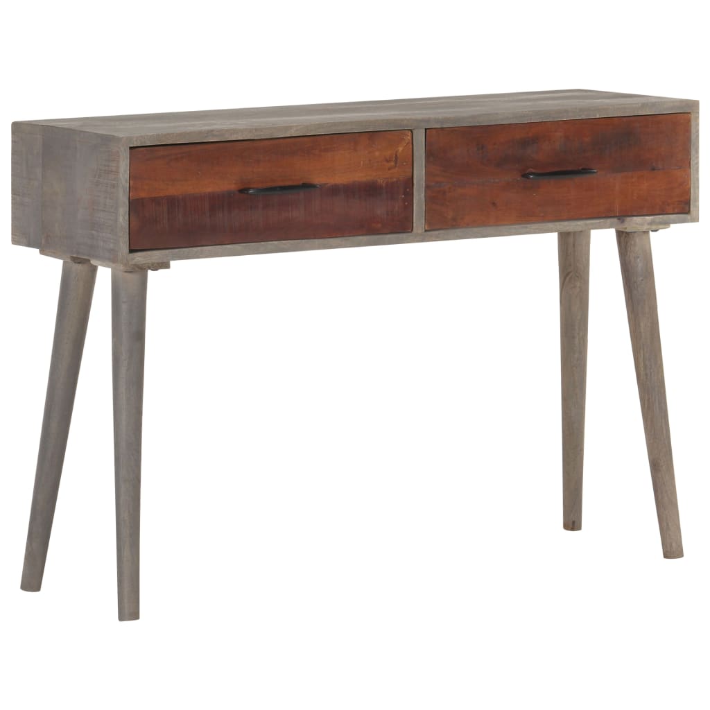 Console Table Grey 110x35x75 Cm Solid Rough Mango Wood